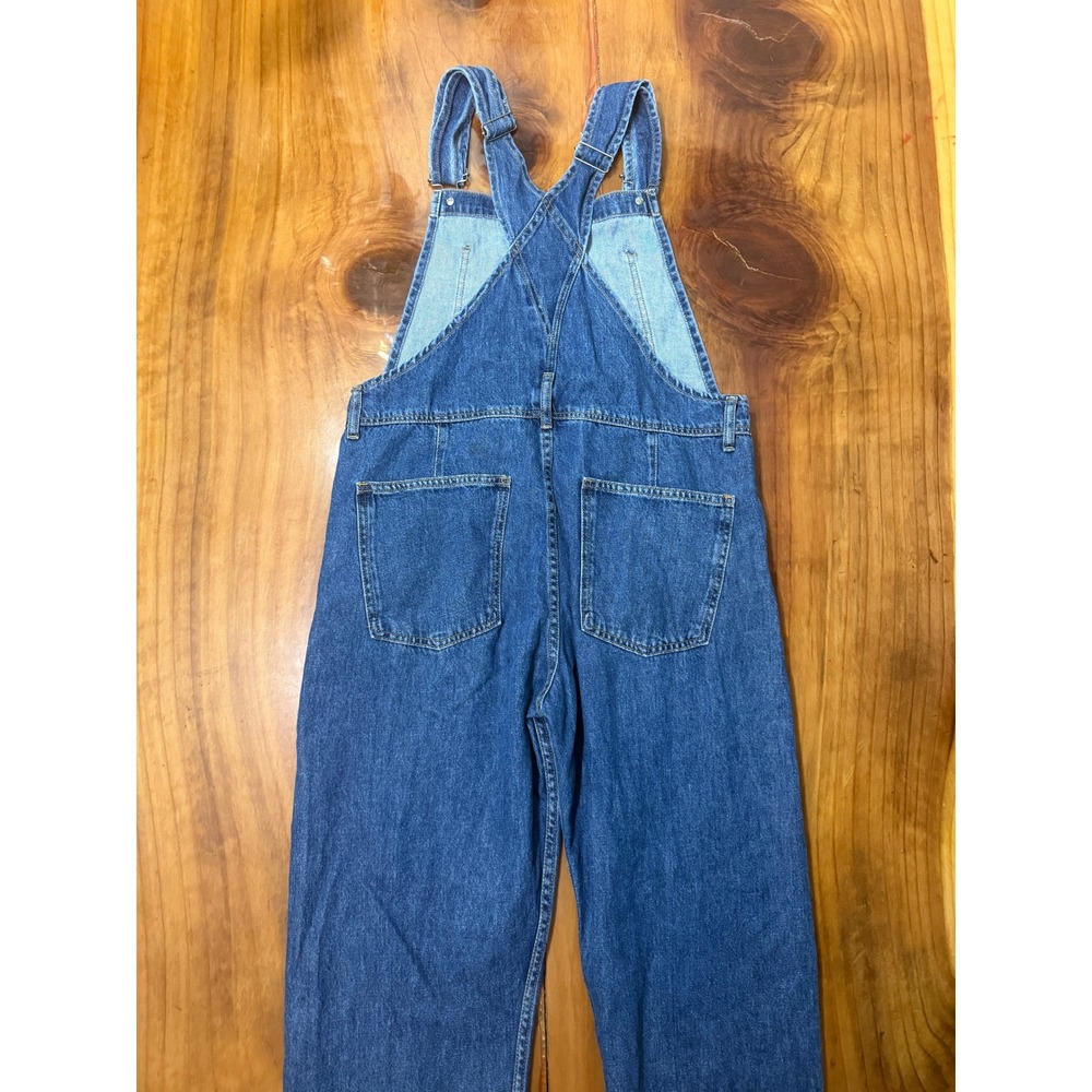 Free People Denim Overalls Small Jean Cotton Straight leg Medium Wash I4-8 - Picture 6 of 7